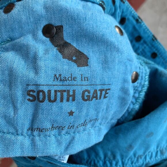 AG Adriano Goldschmied The Stevie Ankle Corduroy TealBlue Polka Dot Pant Size 26 - Picture 8 of 12